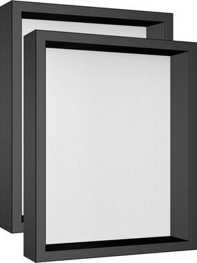 Set of 2 Black 8x10 Shadow Box Frames with Linen Back & Metal Push Pins